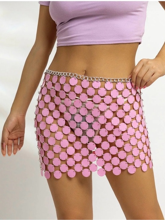12th Tribe Dresses & Skirts - Pink disco Sequin Chain Mini Skirt